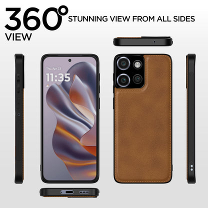 Pikkme Moto Edge 50 5G Leather Back Case | Brown