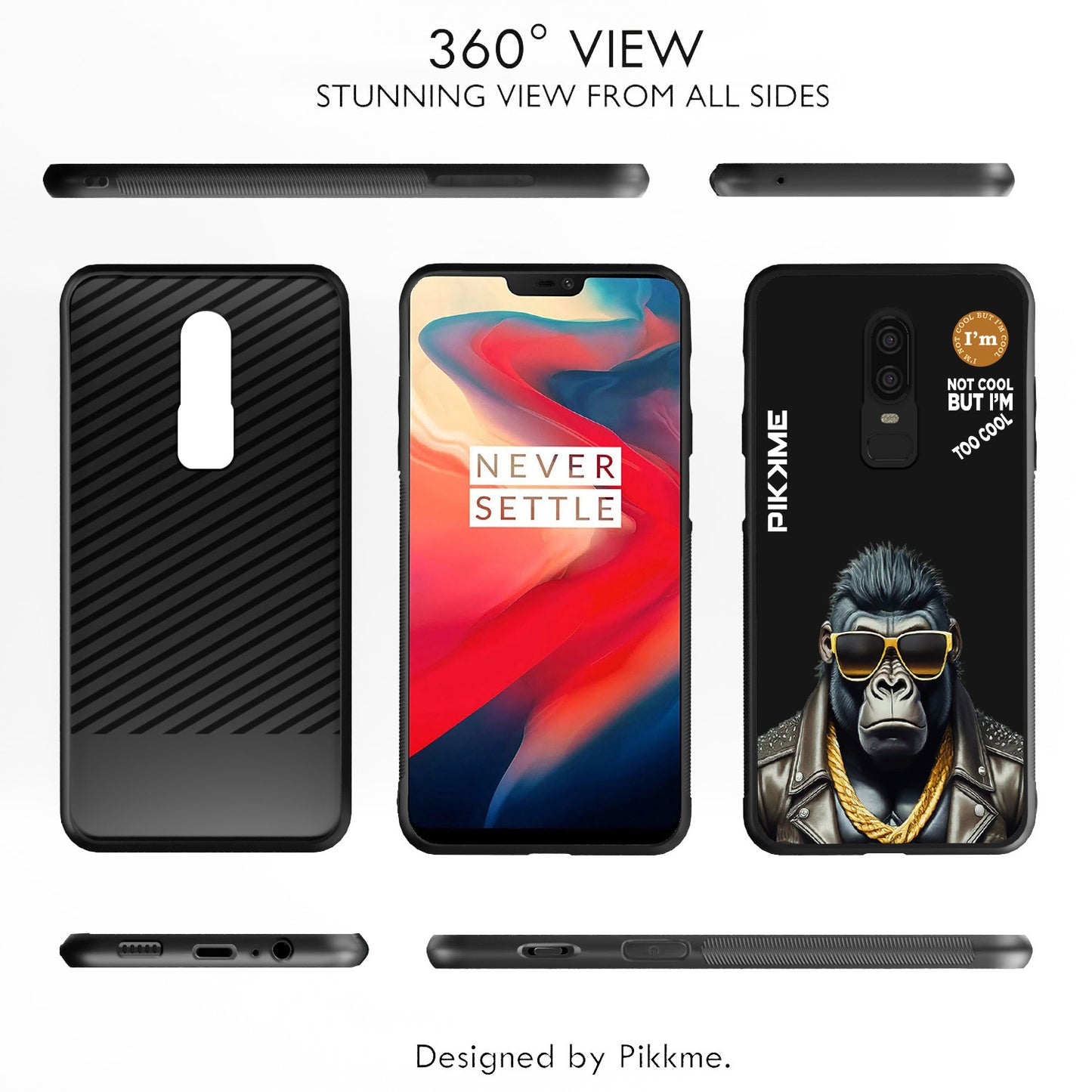 Pikkme Back Cover Pc Tpu + Printed Cool Funky Stylish Black Gorilla Swag Raised Edges Camera Protection |Bumper Case For OnePlus 6 (Design 07)