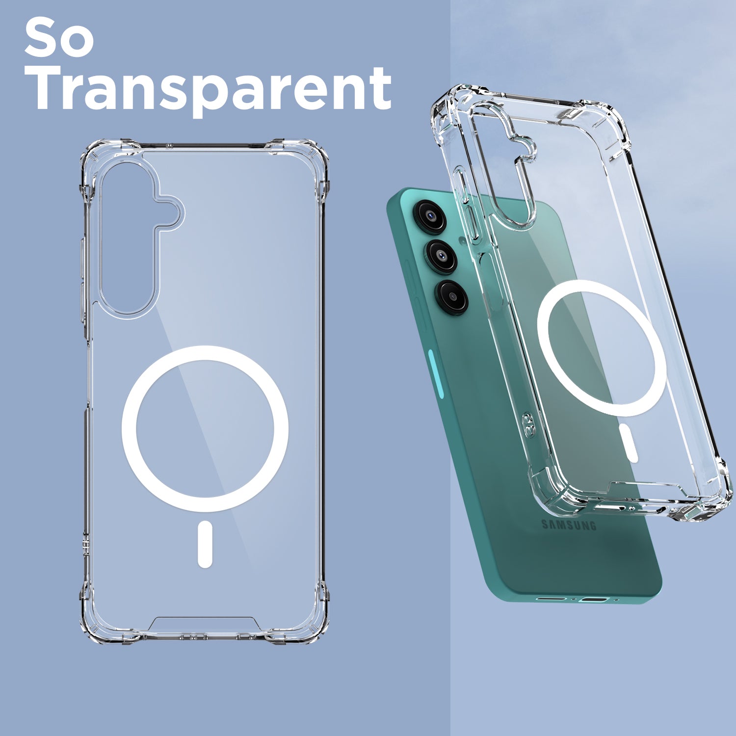 Pikkme Samsung Galaxy A17 5G Mag-Safe Shockproof PC + TPU Back Cover (Transparent Mag-Safe)