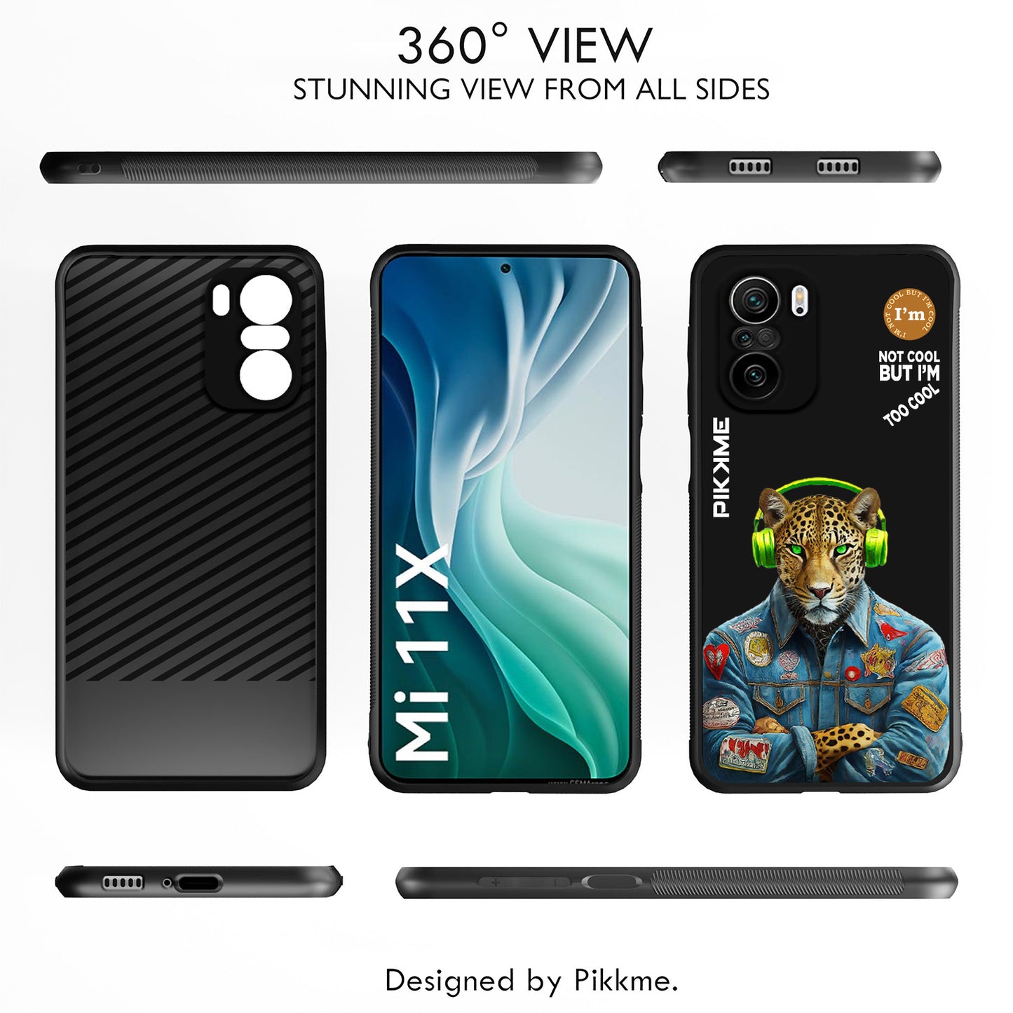 Pikkme Back Cover Pc Tpu + Printed Cool Funky Stylish Black Leopard Swag Raised Edges Camera Protection |Bumper Case For Xiaomi 11X (Design 03)