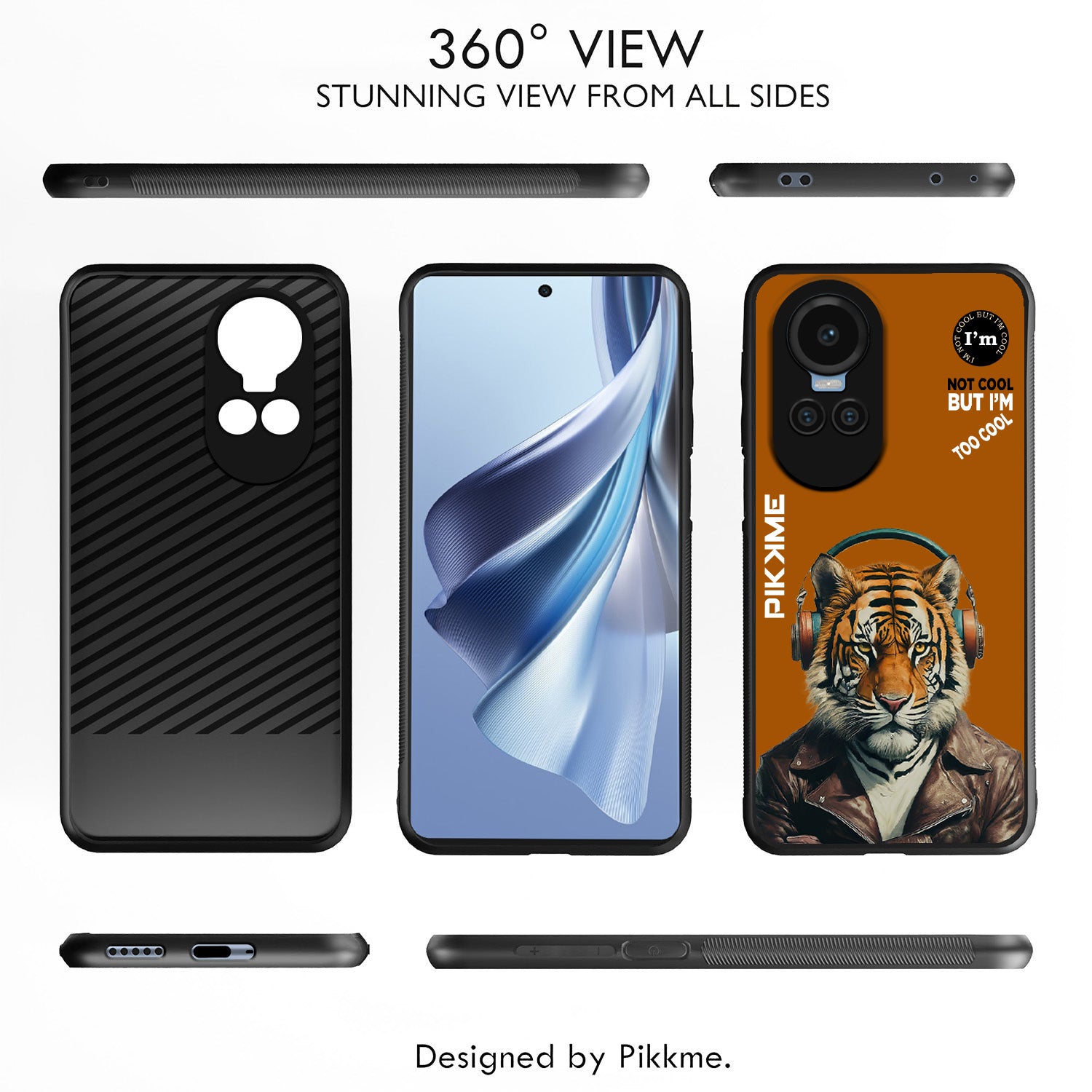 Pikkme Back Cover Pc Tpu + Printed Cool Funky Stylish Brown Tiger Swag Raised Edges Camera Protection |Bumper Case For Oppo Reno 10 5G (Design 09)