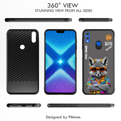 Pikkme Back Cover Pc Tpu + Printed Cool Funky Stylish Grey Wolf Swag Raised Edges Camera Protection |Bumper Case For Honor 8X (Design 01)