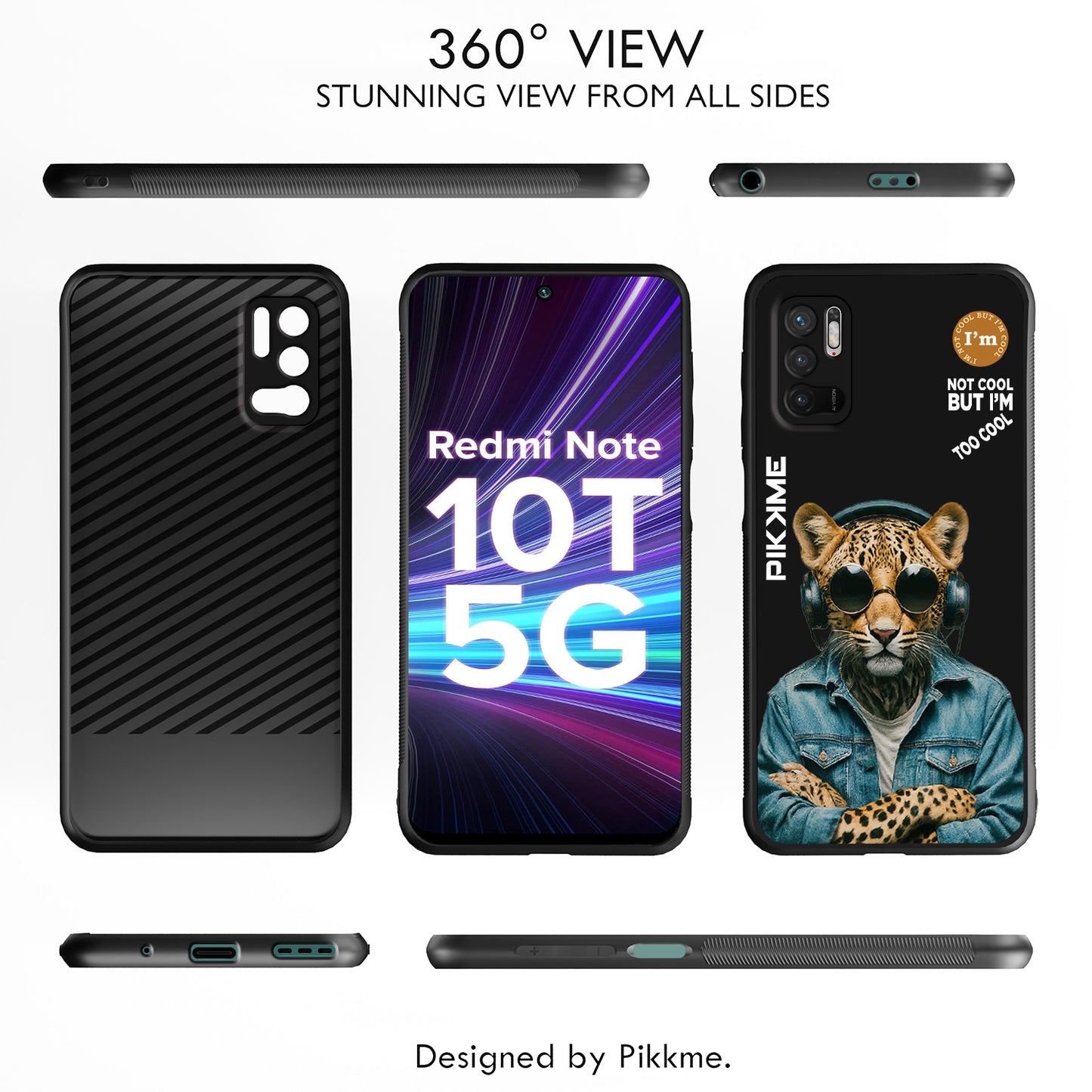 Pikkme Back Cover Pc Tpu + Printed Cool Funky Stylish Black Leopard Swag Raised Edges Camera Protection |Bumper Case For Redmi Note 10T (Design 04)