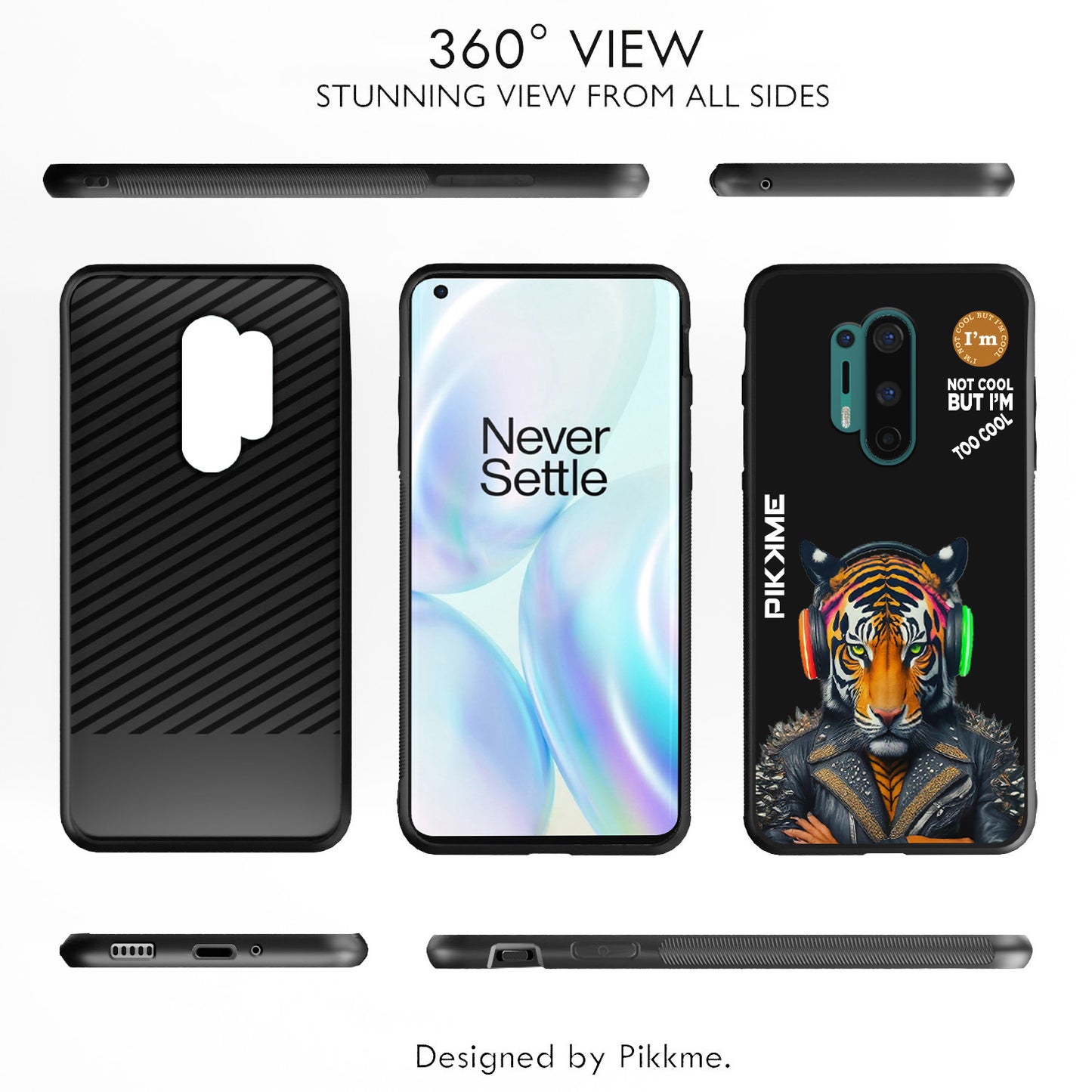 Pikkme Back Cover Pc Tpu + Printed Cool Funky Stylish Black Tiger Swag Raised Edges Camera Protection |Bumper Case For OnePlus 8 Pro (Design 06)