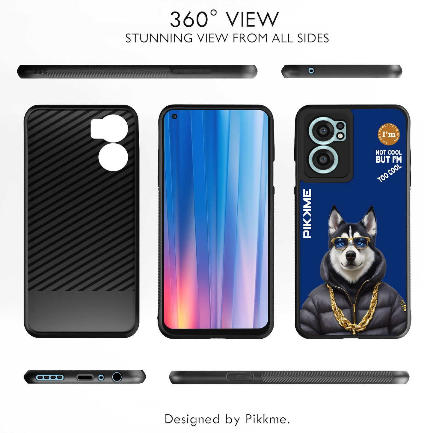 Pikkme Back Cover Pc Tpu + Printed Cool Funky Stylish Blue Dog Swag Raised Edges Camera Protection |Bumper Case For OnePlus Nord Ce 2 5G (Design 08)