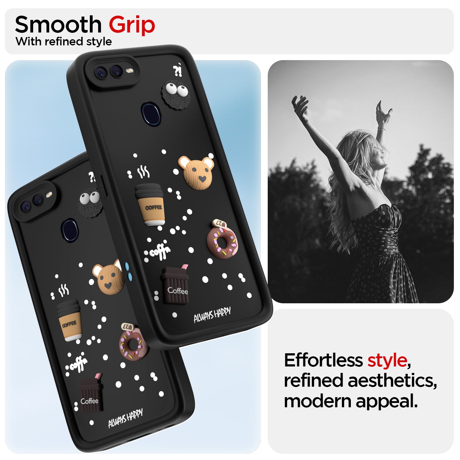 Pikkme Oppo F9 Pro/Realme 2 Pro/Realme U1 Cute Fun Cartoon 3D Bear Coffee Back Cover (Black)