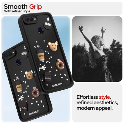 Pikkme Oppo F9 Pro/Realme 2 Pro/Realme U1 Cute Fun Cartoon 3D Bear Coffee Back Cover (Black)