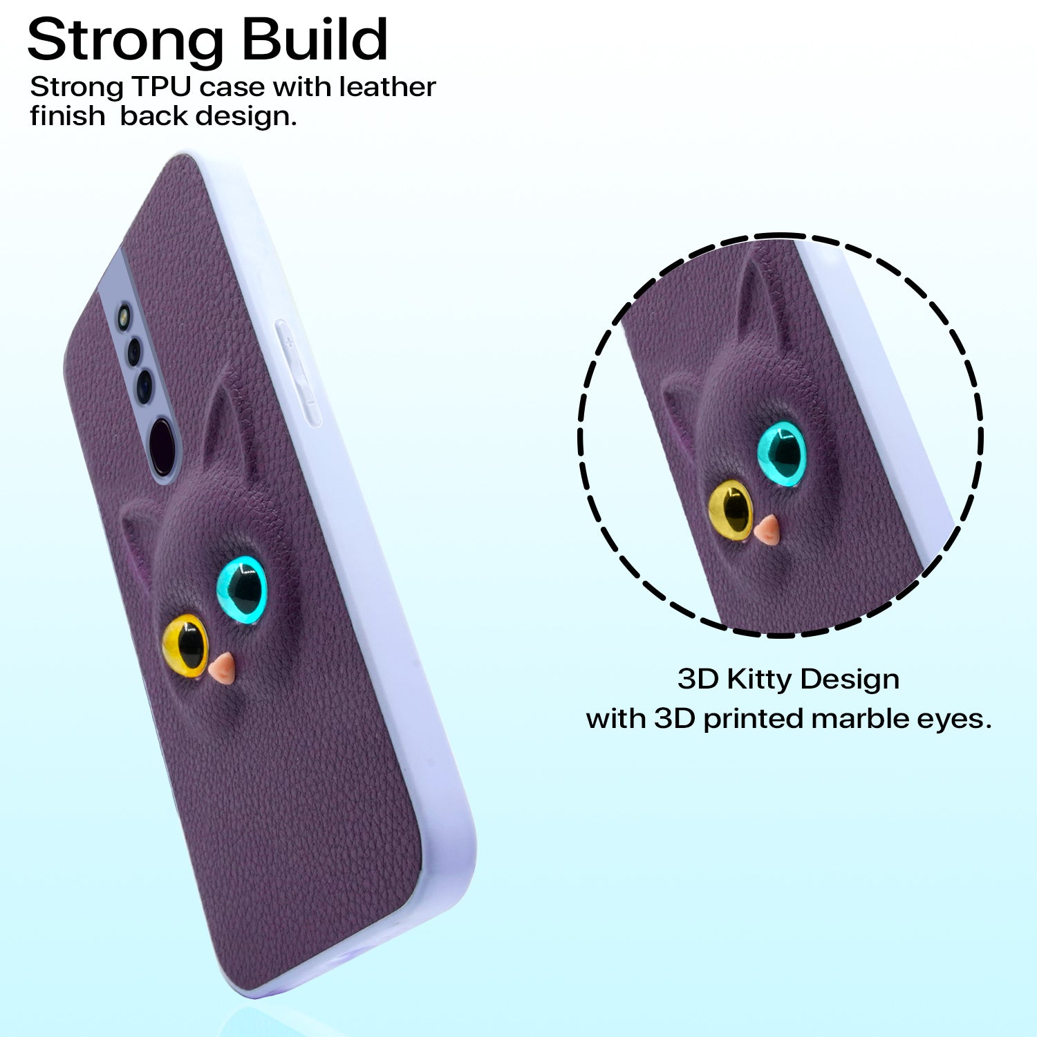 Pikkme Oppo F11 Pro Kitty Back Cover (Purple)
