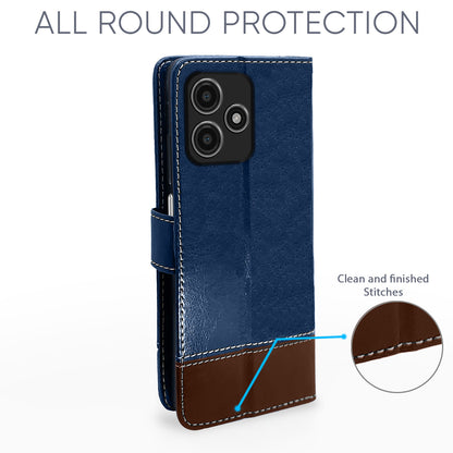 Pikkme Redmi 12 5G Flip Case Contrast Leather Finish (Blue)