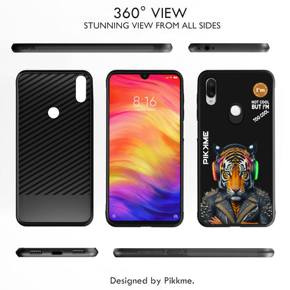 Pikkme Back Cover Pc Tpu + Printed Cool Funky Stylish Black Tiger Swag Raised Edges Camera Protection |Bumper Case For Redmi Note 7 Pro (Design 06)