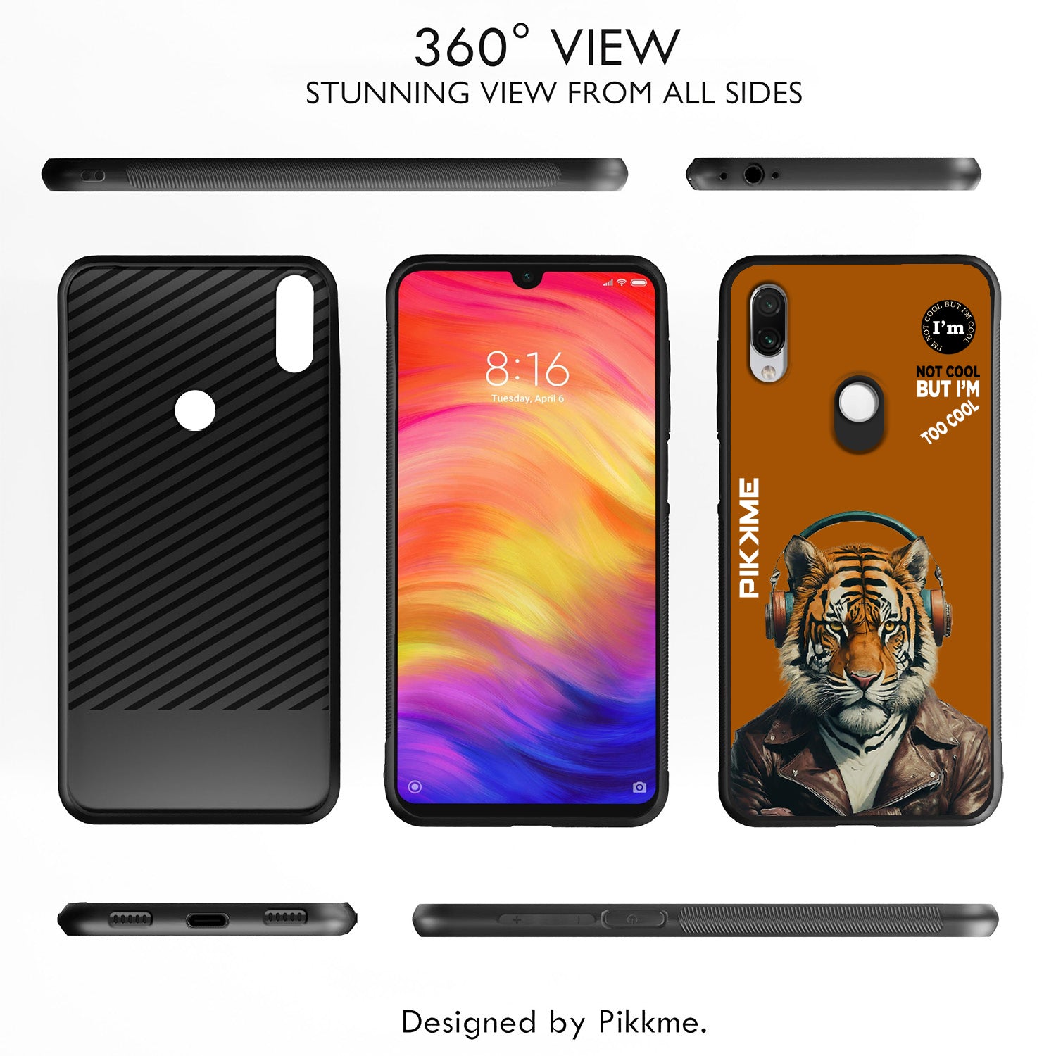 Pikkme Back Cover Pc Tpu + Printed Cool Funky Stylish Brown Tiger Swag Raised Edges Camera Protection |Bumper Case For Redmi Note 7 Pro (Design 09)