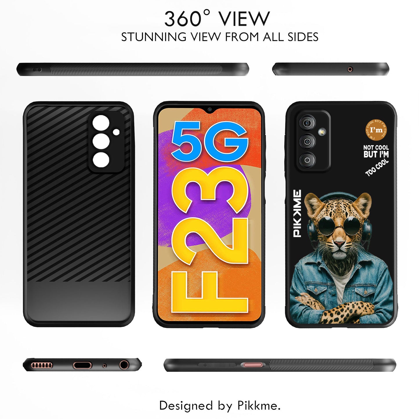 Pikkme Back Cover Pc Tpu + Printed Cool Funky Stylish Black Leopard Swag Raised Edges Camera Protection |Bumper Case For Samsung Galaxy M13 (Design 04)