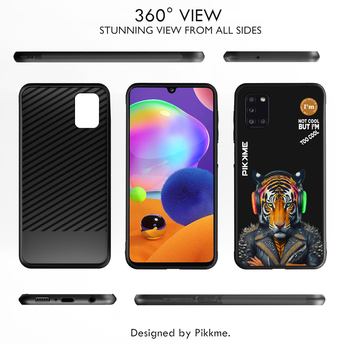 Pikkme Back Cover Pc Tpu + Printed Cool Funky Stylish Black Tiger Swag Raised Edges Camera Protection |Bumper Case For Samsung Galaxy A31 (Design 06)