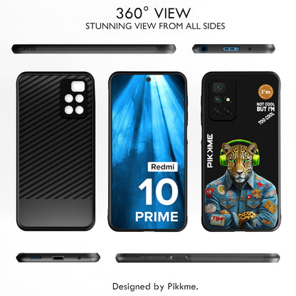 Pikkme Back Cover Pc Tpu + Printed Cool Funky Stylish Black Leopard Swag Raised Edges Camera Protection |Bumper Case For Redmi 10 Prime (Design 03)