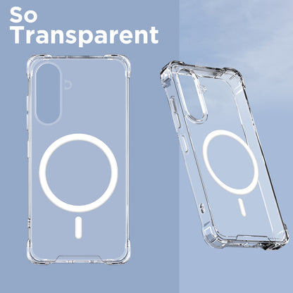 Pikkme Samsung Galaxy A56 5G Mag-Safe Shockproof PC + TPU Back Cover (Transparent)