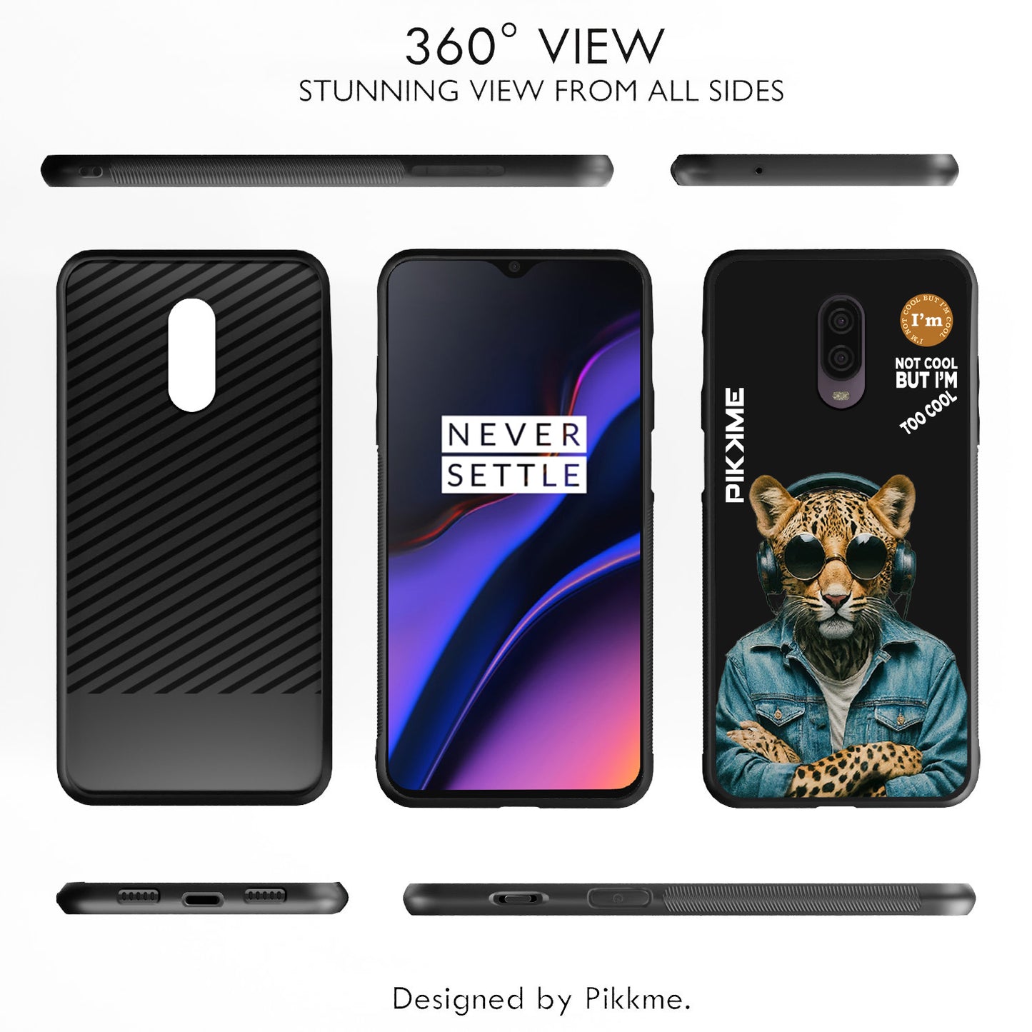 Pikkme Back Cover Pc Tpu + Printed Cool Funky Stylish Black Leopard Swag Raised Edges Camera Protection |Bumper Case For OnePlus 6T (Design 04)