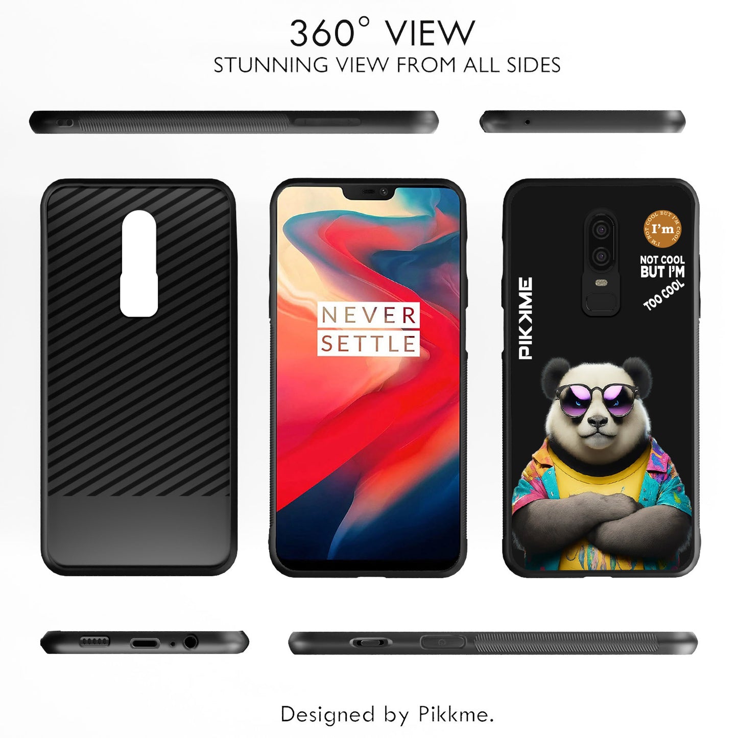 Pikkme Back Cover Pc Tpu + Printed Cool Funky Stylish Black Panda Swag Raised Edges Camera Protection |Bumper Case For OnePlus 6 (Design 05)