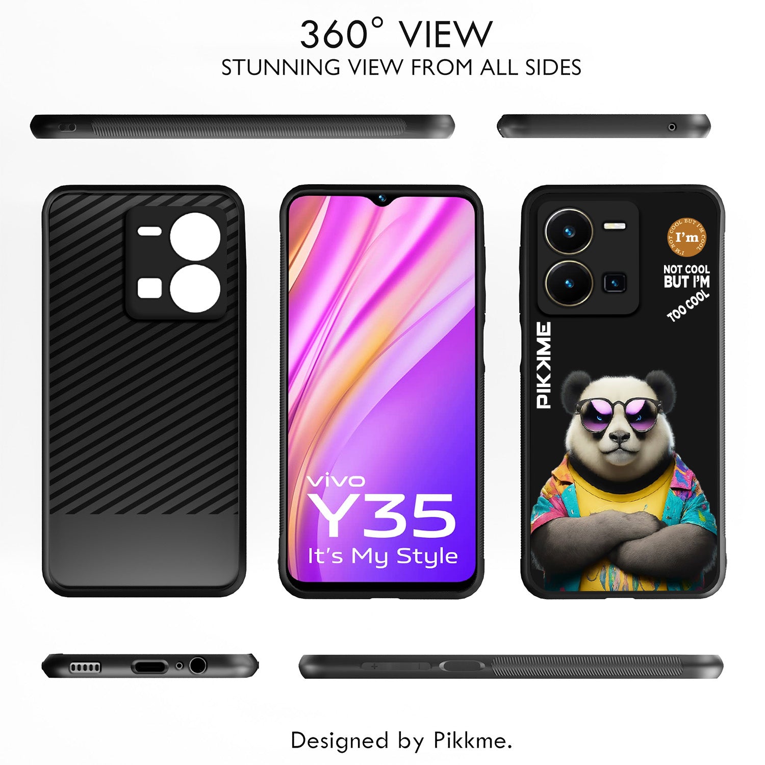 Pikkme Black Panda Swag Vivo Y35 Nim2 Back Cover (Design 05)