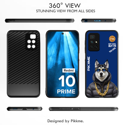 Pikkme Back Cover Pc Tpu + Printed Cool Funky Stylish Blue Dog Swag Raised Edges Camera Protection |Bumper Case For Redmi 10 Prime (Design 08)