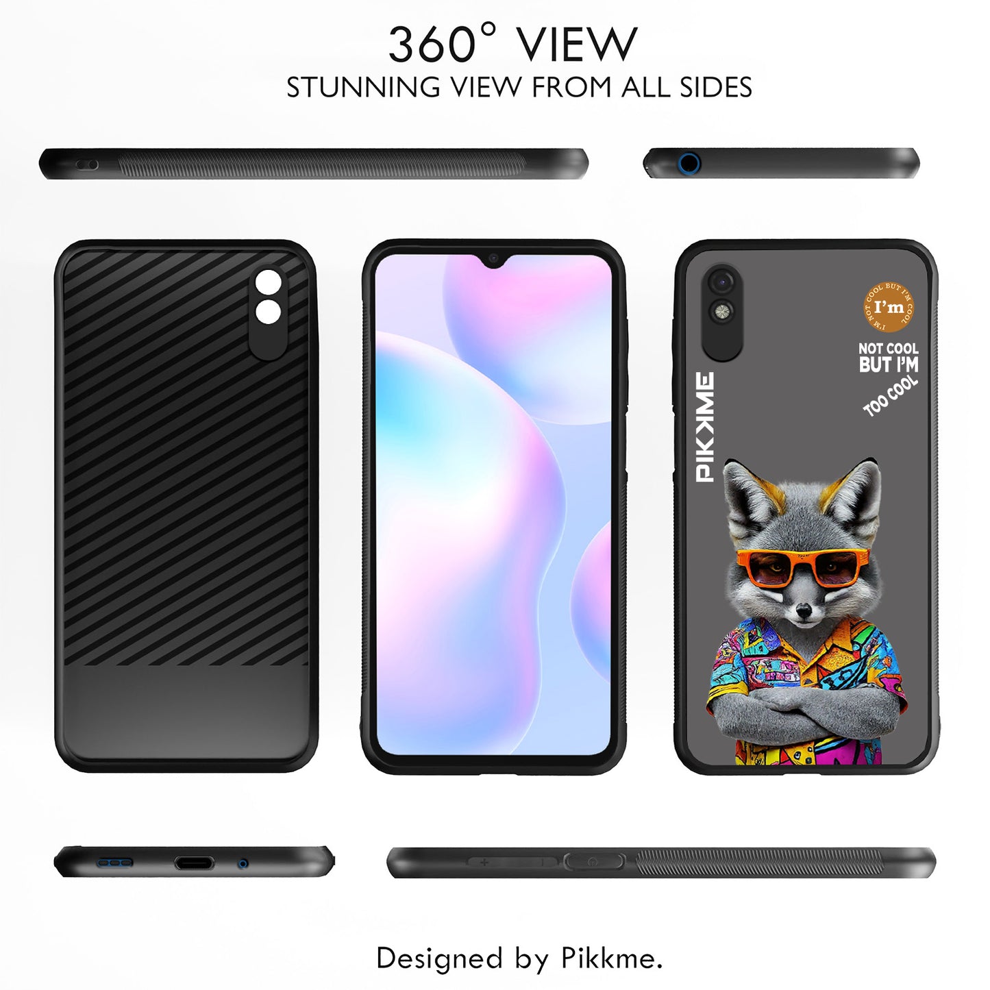 Pikkme Back Cover Pc Tpu + Printed Cool Funky Stylish Grey Wolf Swag Raised Edges Camera Protection |Bumper Case For Redmi 9A (Design 01)