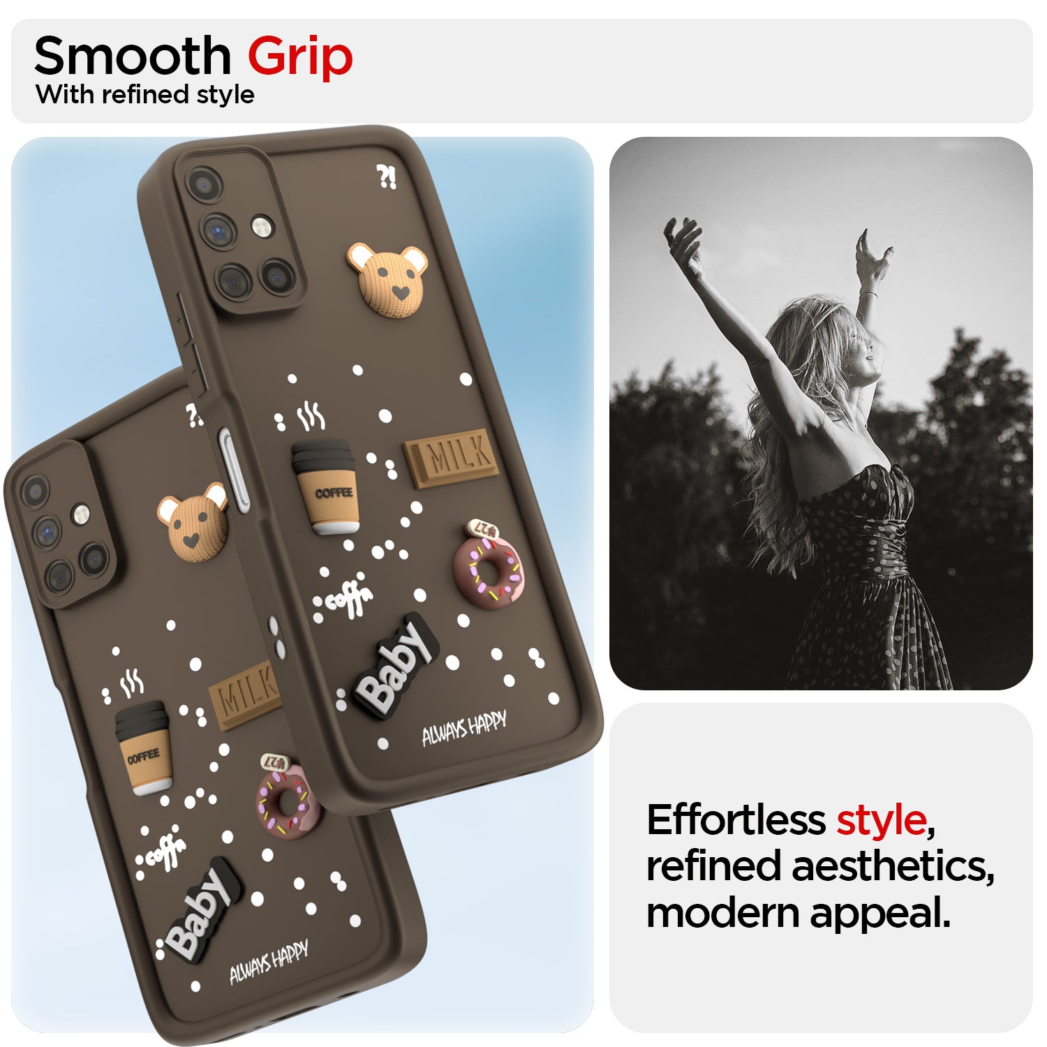 Pikkme Samsung Galaxy M51 Cute Fun Cartoon 3D Bear Coffee Back Cover (Brown)
