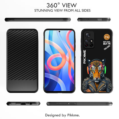 Pikkme Back Cover Pc Tpu + Printed Cool Funky Stylish Black Tiger Swag Raised Edges Camera Protection |Bumper Case For Redmi Note 11T (Design 06)