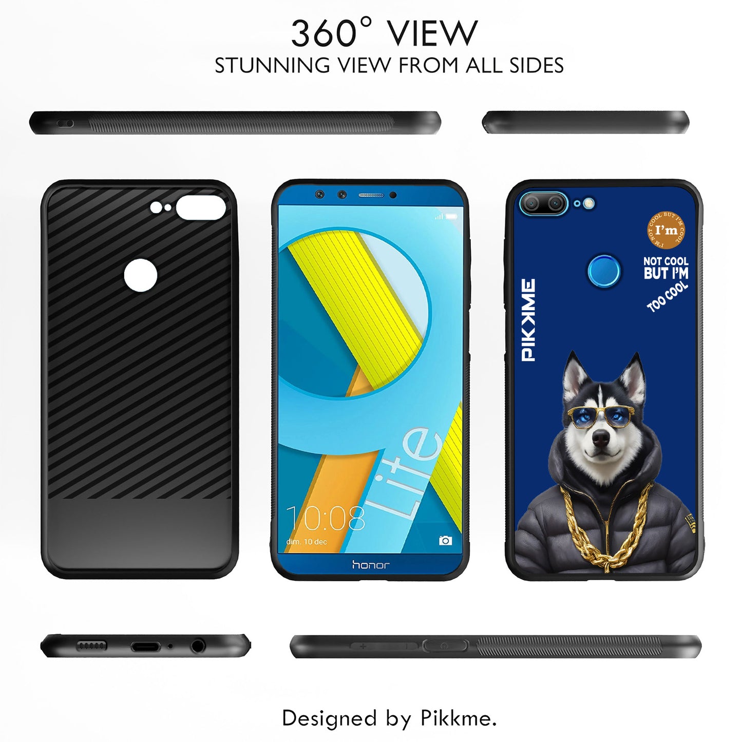 Pikkme Back Cover Pc Tpu + Printed Cool Funky Stylish Blue Dog Swag Raised Edges Camera Protection |Bumper Case For Honor 9 Lite (Design 08)