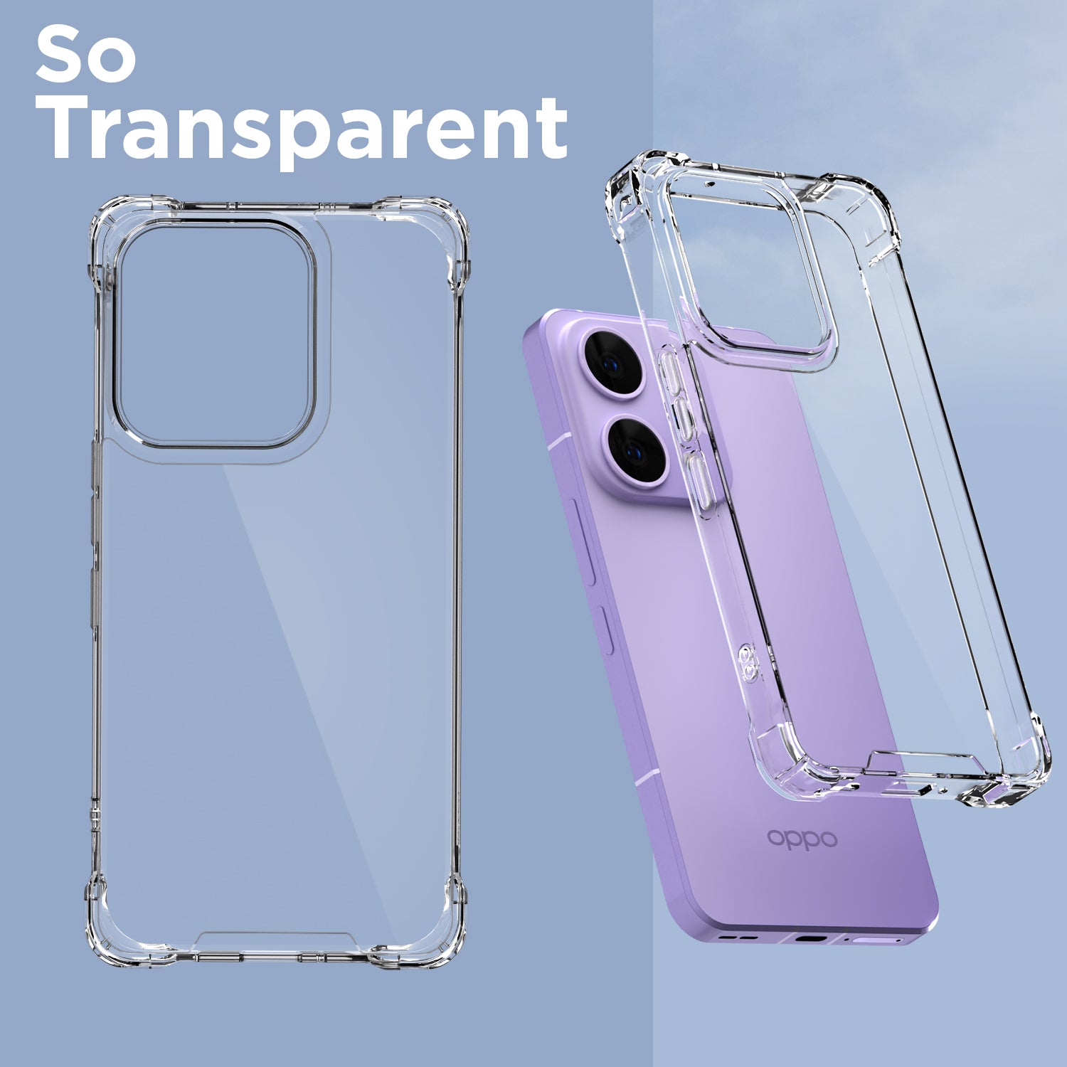 Pikkme Oppo Reno 14 5G  PC + TPU Crystal Clear Back Cover (Transparent)