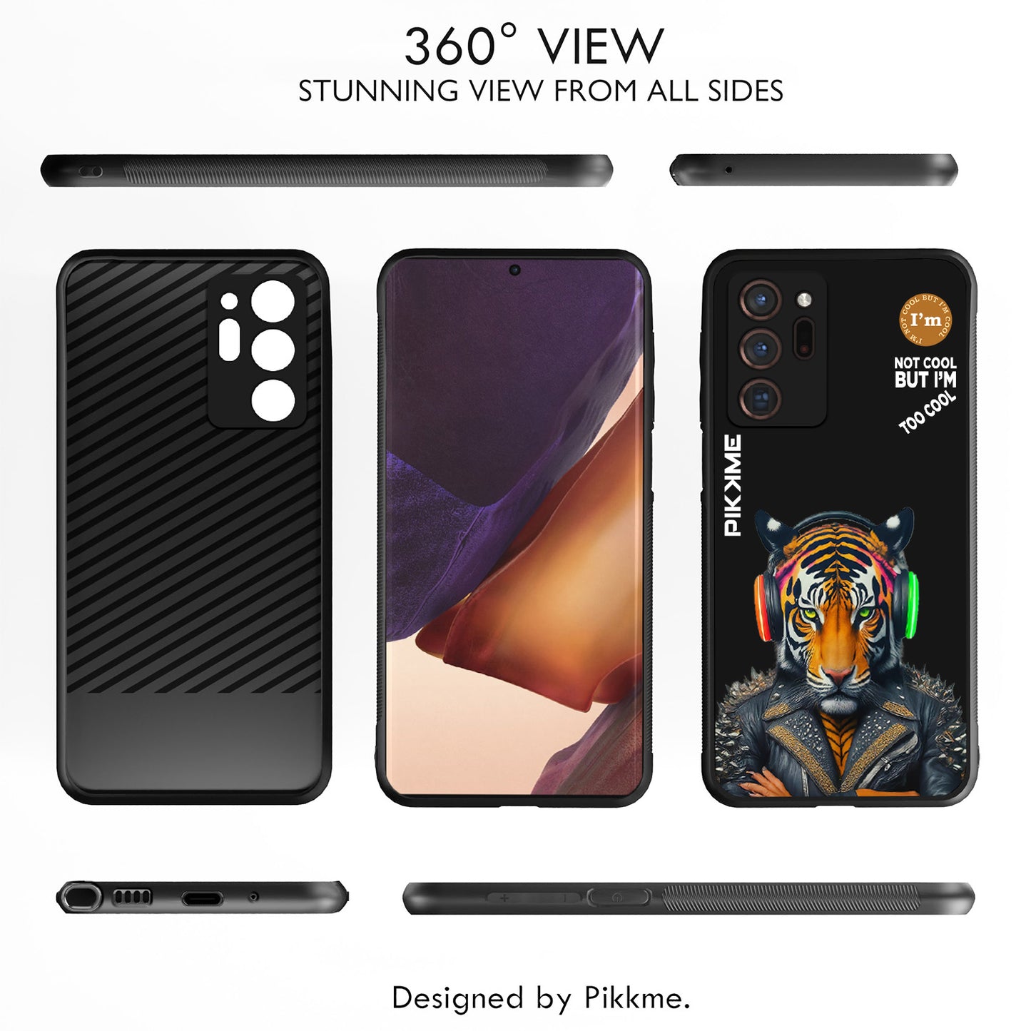 Pikkme Back Cover Pc Tpu + Printed Cool Funky Stylish Black Tiger Swag Raised Edges Camera Protection |Bumper Case For Samsung Galaxy Note 20 Ultra (Design 06)