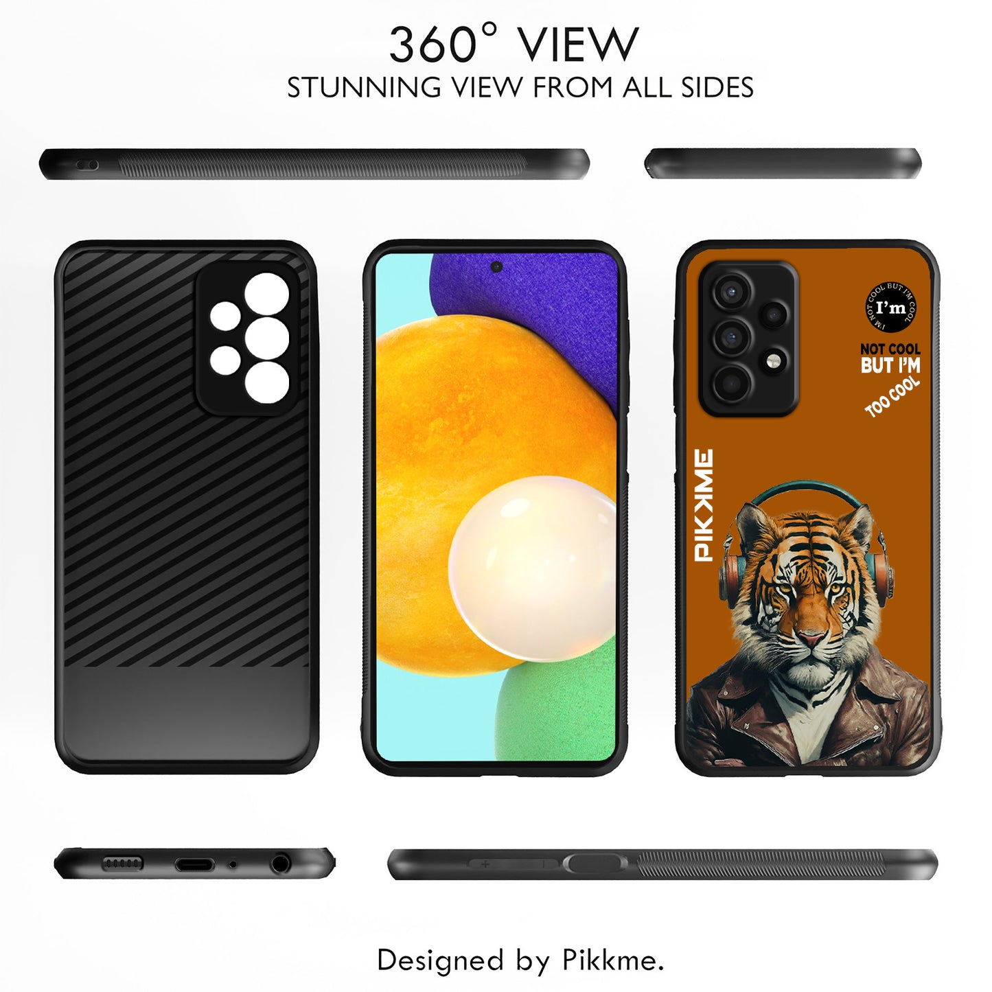 Pikkme Back Cover Pc Tpu + Printed Cool Funky Stylish Brown Tiger Swag Raised Edges Camera Protection |Bumper Case For Samsung Galaxy A13 4G (Design 09)