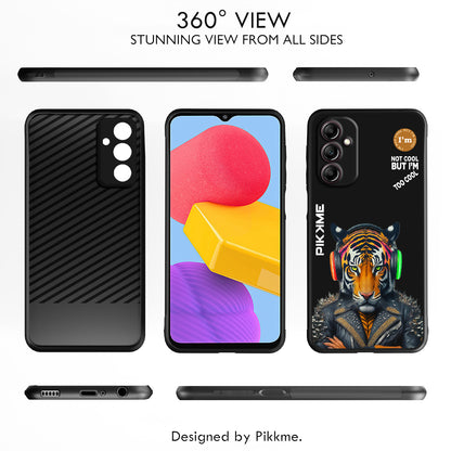 Pikkme Back Cover Pc Tpu + Printed Cool Funky Stylish Black Tiger Swag Raised Edges Camera Protection |Bumper Case For Samsung Galaxy M14 (Design 06)