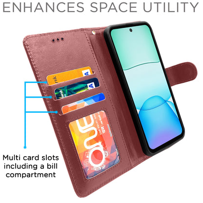 Pikkme Redmi 13 5G Vintage Flip Cover (Brown)