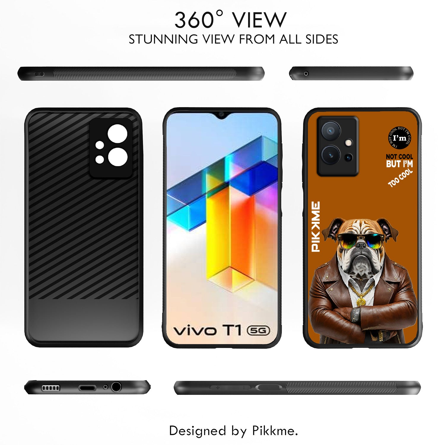 Pikkme Stylish Brown Dog Swag Vivo T1 5G Nim2 Back Cover (Design 10)
