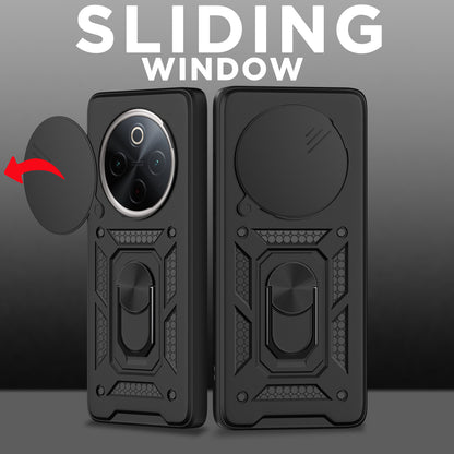 Pikkme Vivo T4 5G / iQoo Z10 5G D10 Tough Armor Back Cover (Black)