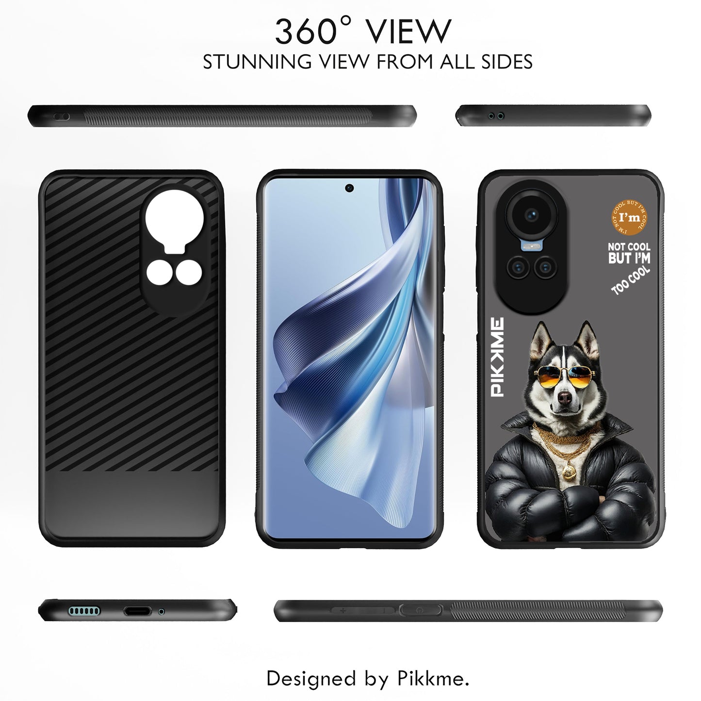 Pikkme Back Cover Pc Tpu + Printed Cool Funky Stylish Grey Dog Swag Raised Edges Camera Protection |Bumper Case For Oppo Reno 11 Pro 5G (Design 02)