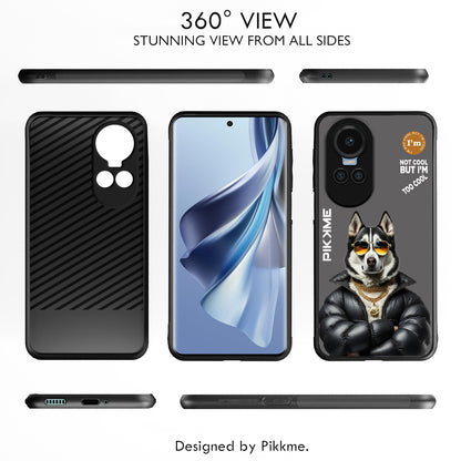 Pikkme Back Cover Pc Tpu + Printed Cool Funky Stylish Grey Dog Swag Raised Edges Camera Protection |Bumper Case For Oppo Reno 11 Pro 5G (Design 02)