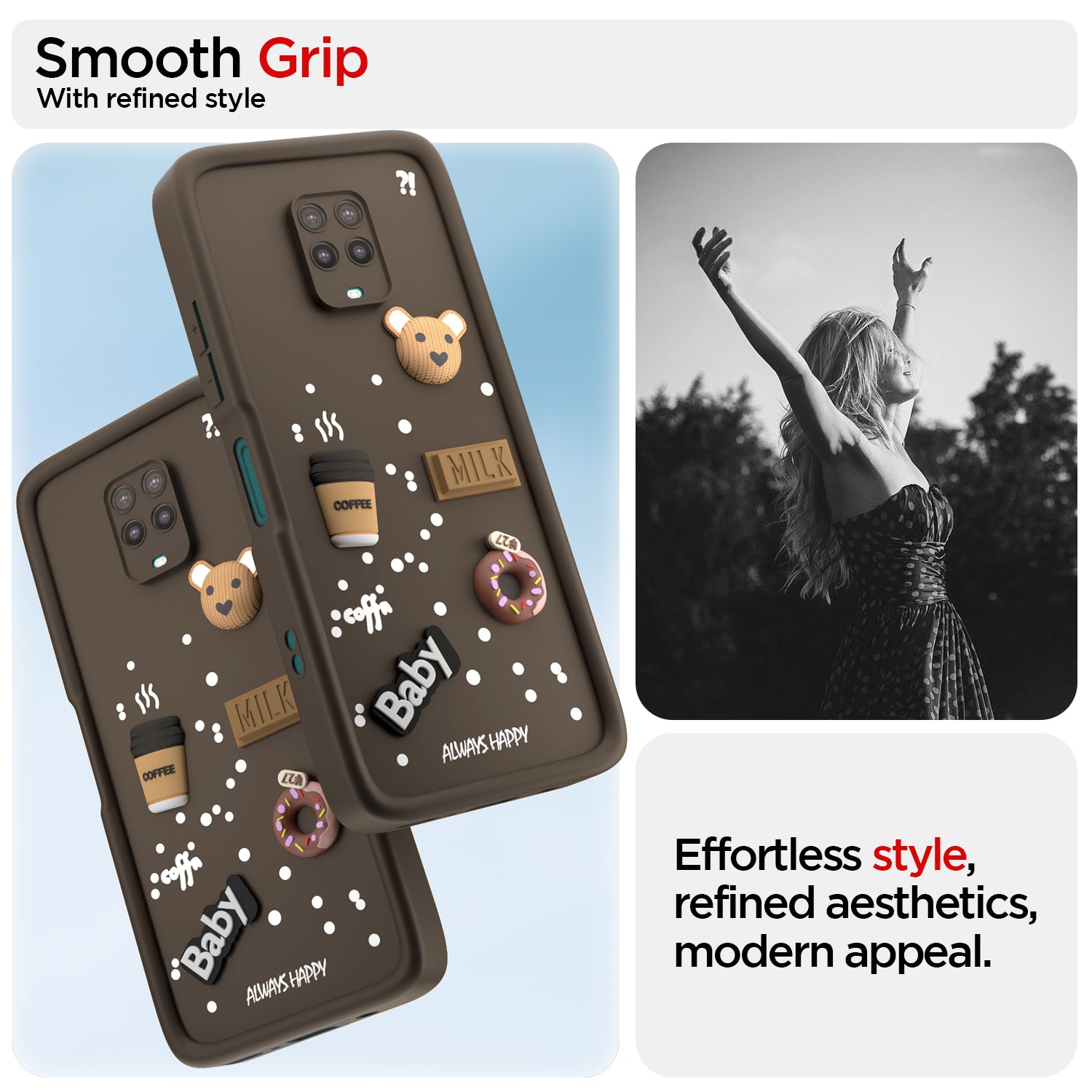 Pikkme Redmi Note 9 Pro/Note 9 Pro Max/Poco M2 Pro/Note 10 Lite Cute Fun Cartoon 3D Bear Coffee Back Cover (Brown)