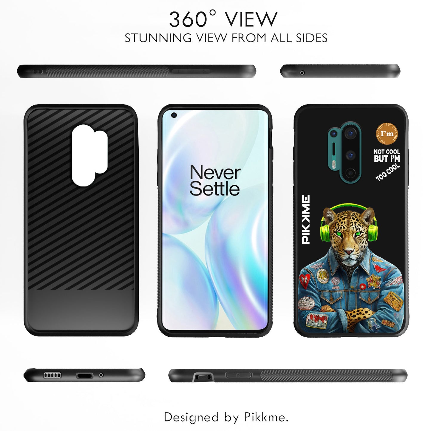 Pikkme Back Cover Pc Tpu + Printed Cool Funky Stylish Black Leopard Swag Raised Edges Camera Protection |Bumper Case For OnePlus 8 Pro (Design 03)