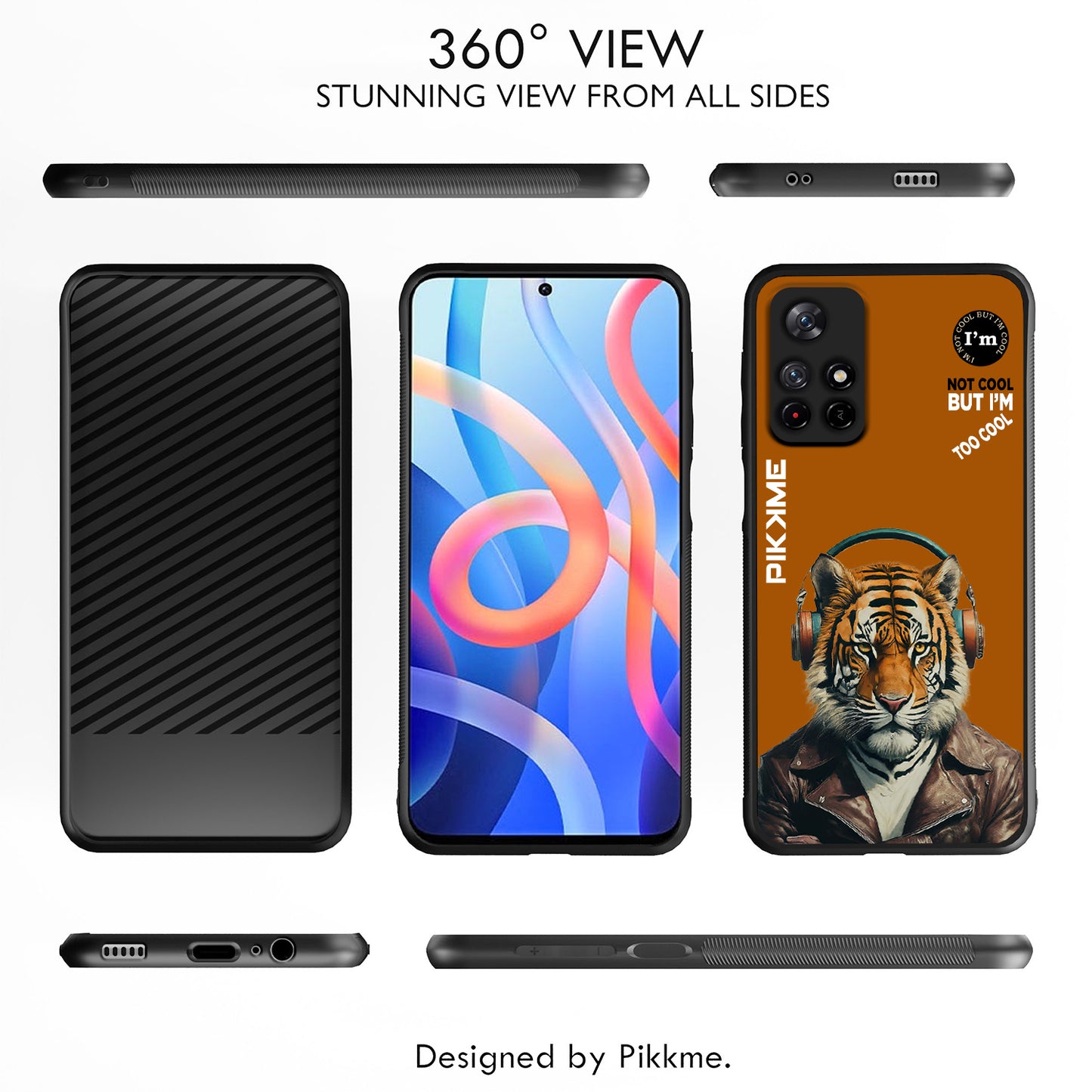 Pikkme Back Cover Pc Tpu + Printed Cool Funky Stylish Brown Tiger Swag Raised Edges Camera Protection |Bumper Case For Redmi Note 11T (Design 09)