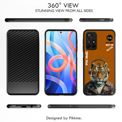 Pikkme Back Cover Pc Tpu + Printed Cool Funky Stylish Brown Tiger Swag Raised Edges Camera Protection |Bumper Case For Redmi Note 11T (Design 09)