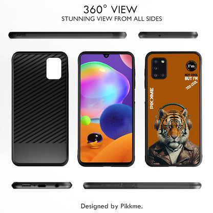 Pikkme Back Cover Pc Tpu + Printed Cool Funky Stylish Brown Tiger Swag Raised Edges Camera Protection |Bumper Case For Samsung Galaxy A31 (Design 09)