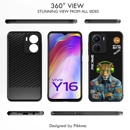 Pikkme Back Cover Pc Tpu + Printed Cool Funky Stylish Black Leopard Swag Raised Edges Camera Protection |Bumper Case For Vivo Y16 (Design 03)