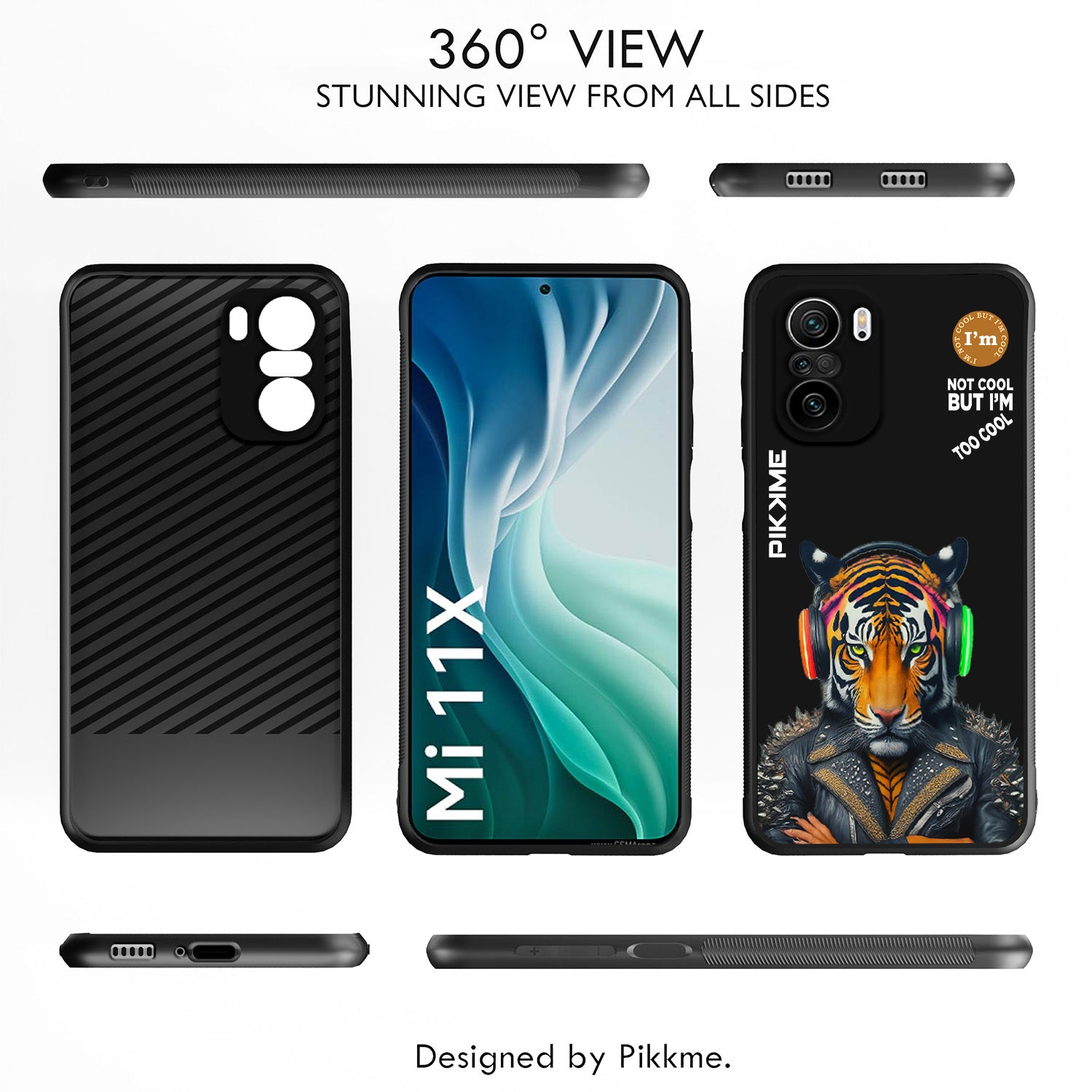 Pikkme Back Cover Pc Tpu + Printed Cool Funky Stylish Black Tiger Swag Raised Edges Camera Protection |Bumper Case For Xiaomi 11X (Design 06)