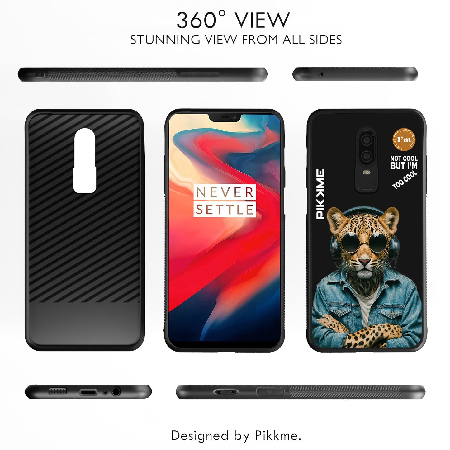 Pikkme Back Cover Pc Tpu + Printed Cool Funky Stylish Black Leopard Swag Raised Edges Camera Protection |Bumper Case For OnePlus 6 (Design 04)