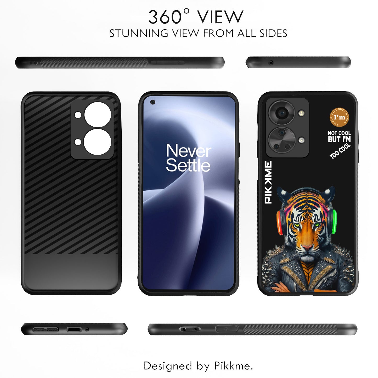 Pikkme Back Cover Pc Tpu + Printed Cool Funky Stylish Black Tiger Swag Raised Edges Camera Protection |Bumper Case For OnePlus Nord 2T 5G (Design 06)