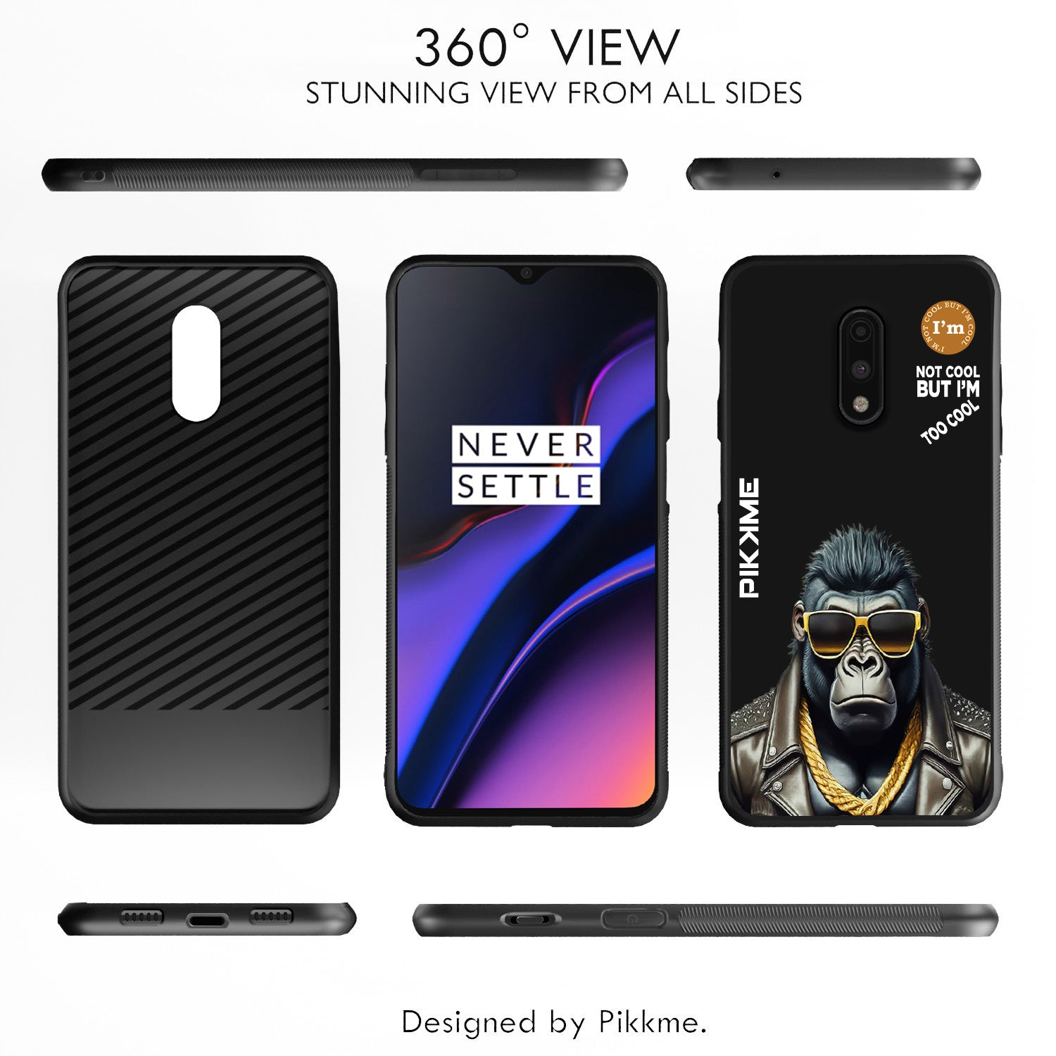 Pikkme Back Cover Pc Tpu + Printed Cool Funky Stylish Black Gorilla Swag Raised Edges Camera Protection |Bumper Case For OnePlus 7 (Design 07)