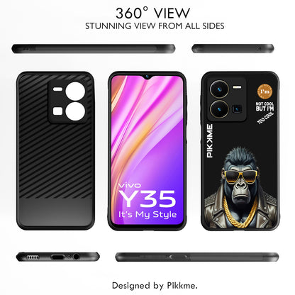 Pikkme Back Cover Pc Tpu + Printed Cool Funky Stylish Black Gorilla Swag Raised Edges Camera Protection |Bumper Case For Vivo Y35 (Design 07)