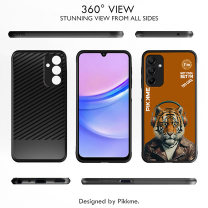 Pikkme Back Cover Pc Tpu + Printed Cool Funky Stylish Brown Tiger Swag Raised Edges Camera Protection |Bumper Case For Samsung Galaxy A15 (Design 09)