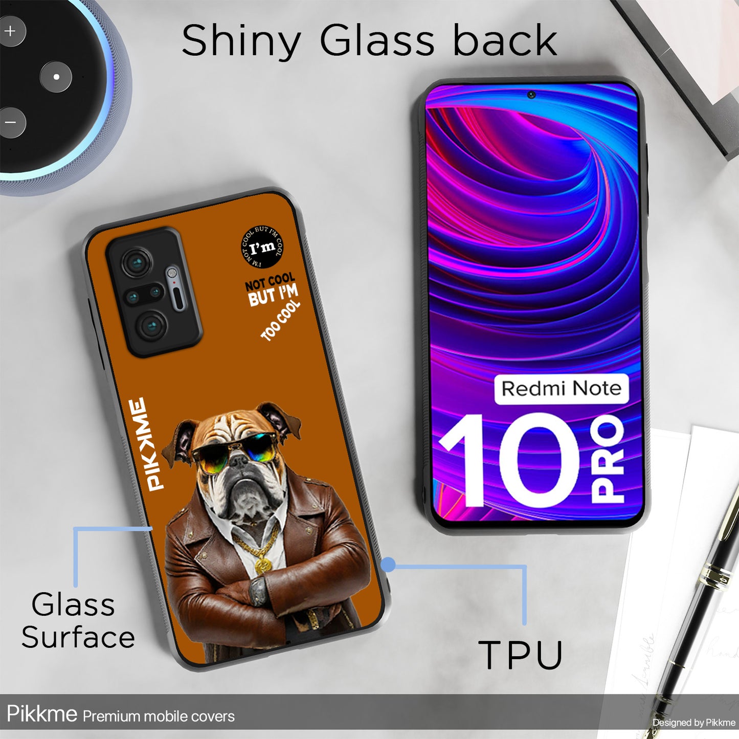 Pikkme Back Cover Pc Tpu + Printed Cool Funky Stylish Brown Dog Swag Raised Edges Camera Protection |Bumper Case For Redmi Note 10 Pro (Design 10)