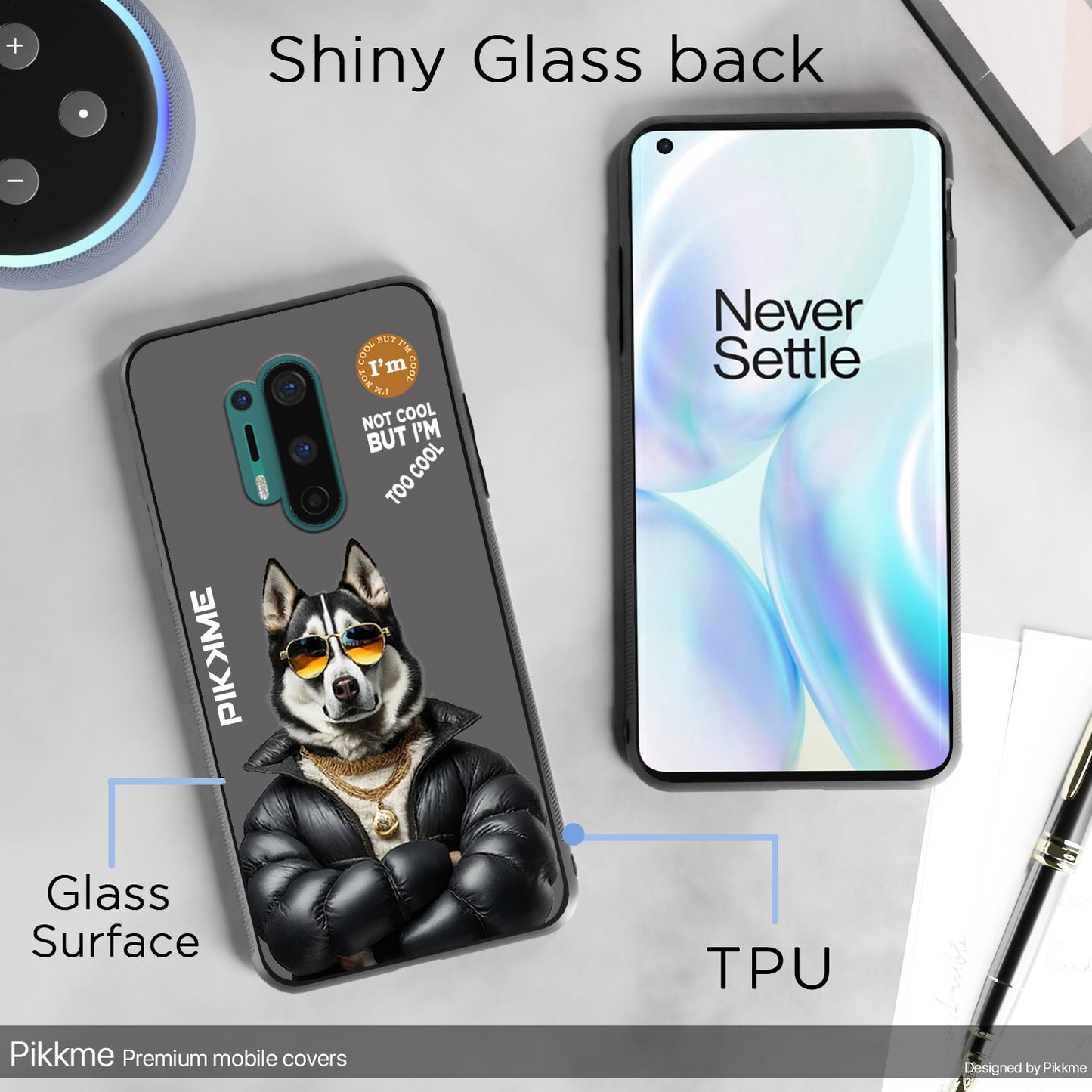 Pikkme Back Cover Pc Tpu + Printed Cool Funky Stylish Grey Dog Swag Raised Edges Camera Protection |Bumper Case For OnePlus 8 Pro (Design 02)